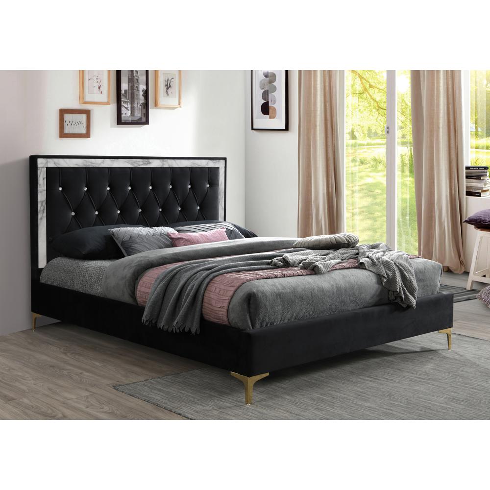 Rowan Eastern King Bed, Black Fabric