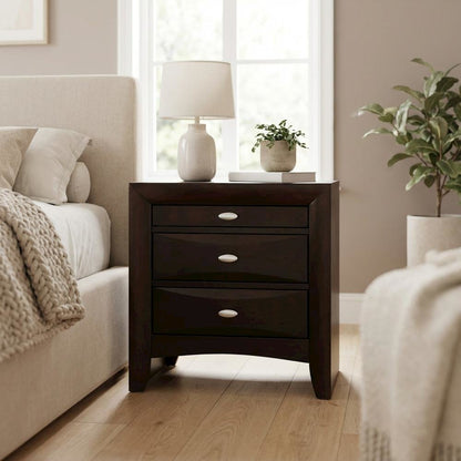 Espresso Nightstand with Transitional Style and Rectangular Design
