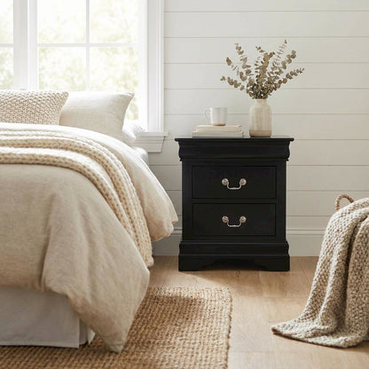 Black Philippe Iii Nightstand with Classic Design and Sturdy Construction