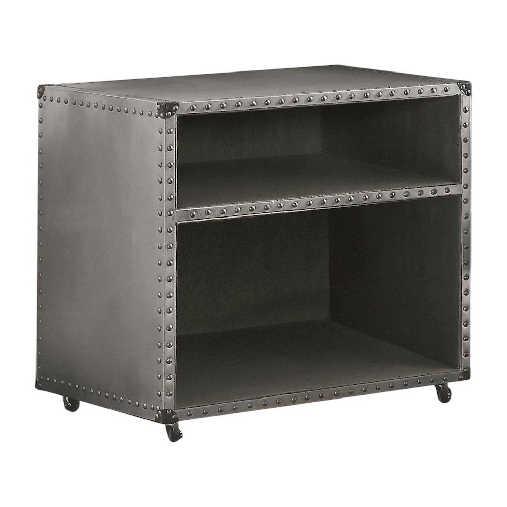 Vintage Brown Aluminum Nightstand with Usb Power Dock and Industrial Style