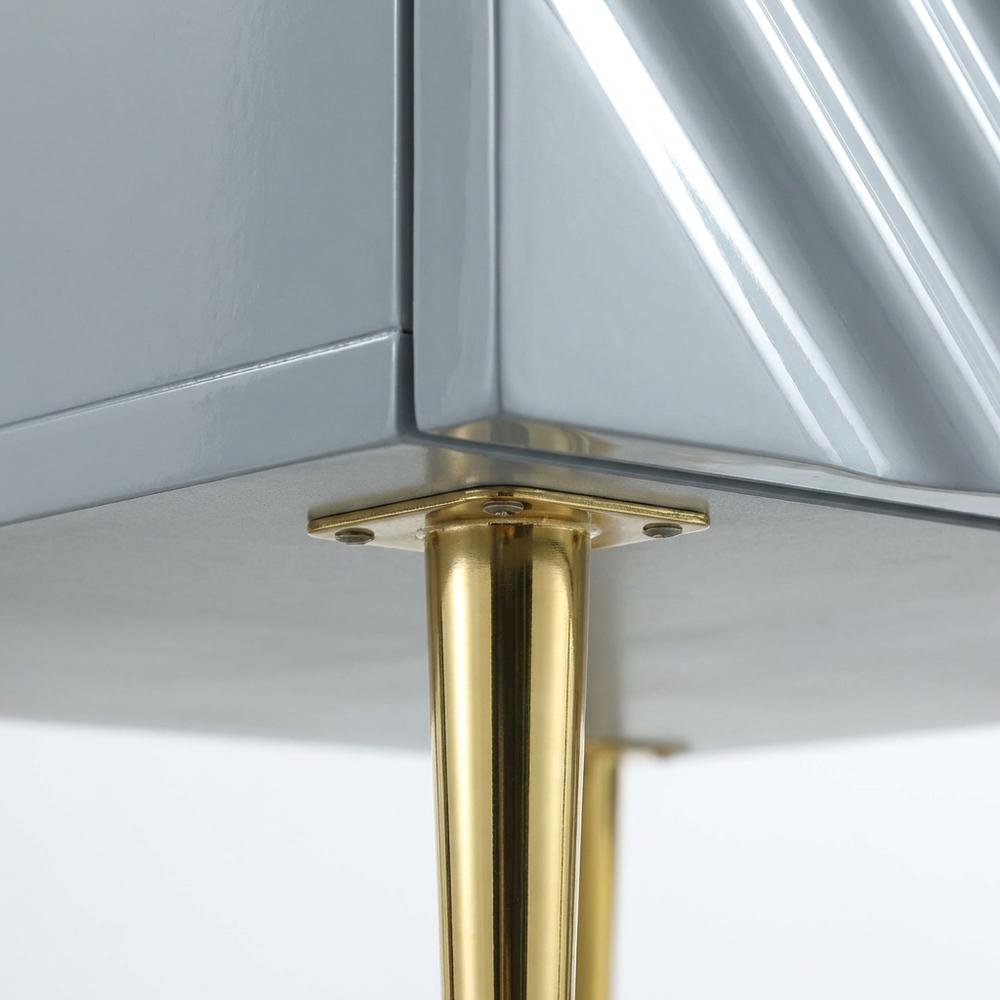Gray Nightstand with High Gloss Finish and Contemporary Style