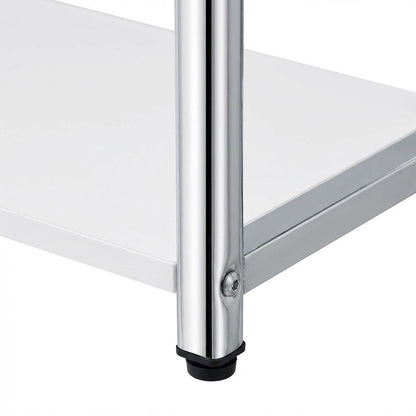 White bookcase with sleek chrome details and modern design