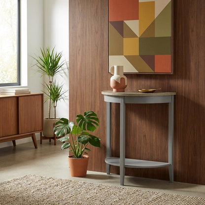 Natural Oak and Gray Console Table with Modern Design and Sturdy Frame