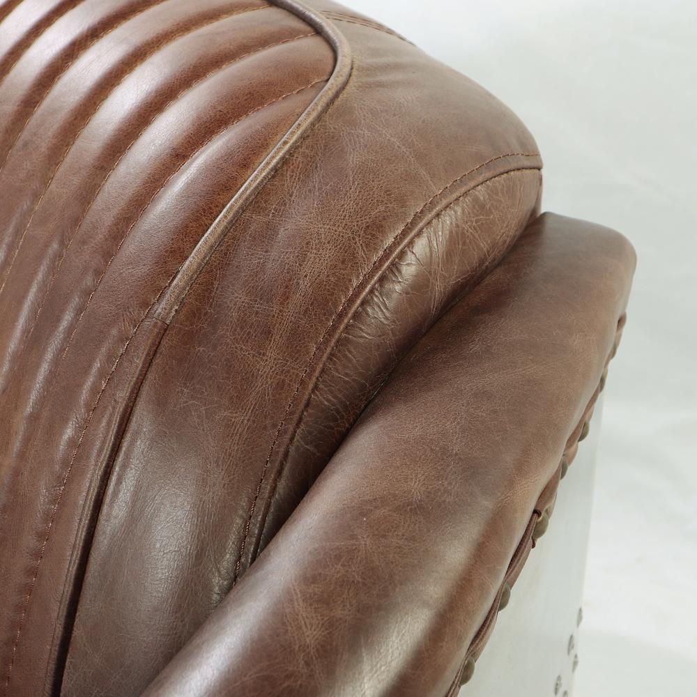 Brancaster Chair, Retro Brown Top Grain Leather & Aluminum