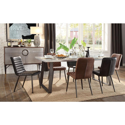 Hosmer Side Chair (Set-2), Black Top Grain Leather & Antique Black