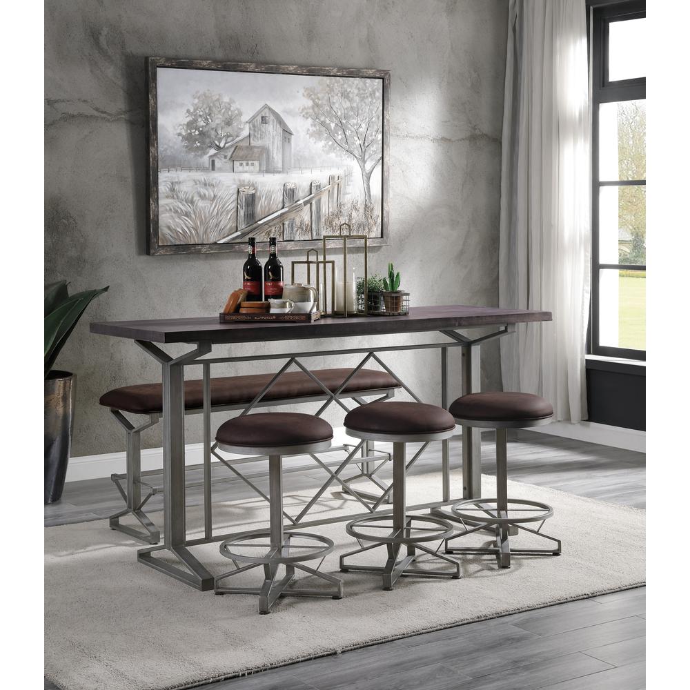 Evangeline Counter Height Table, Salvaged Brown & Black Finish