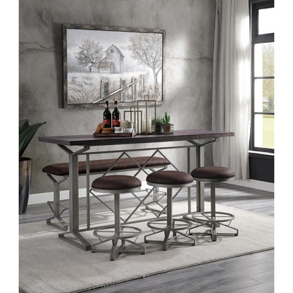 Evangeline Counter Height Table, Salvaged Brown & Black Finish