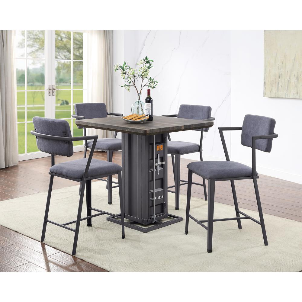Cargo Counter Height Chair (Set-2), Fabric & Gunmetal
