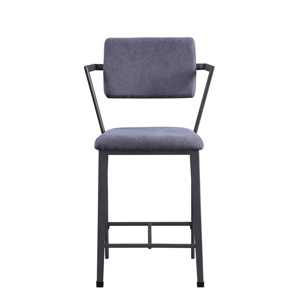 Cargo Counter Height Chair (Set-2), Fabric & Gunmetal