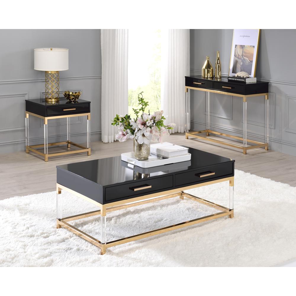 Adiel Sofa Table, Black & Gold