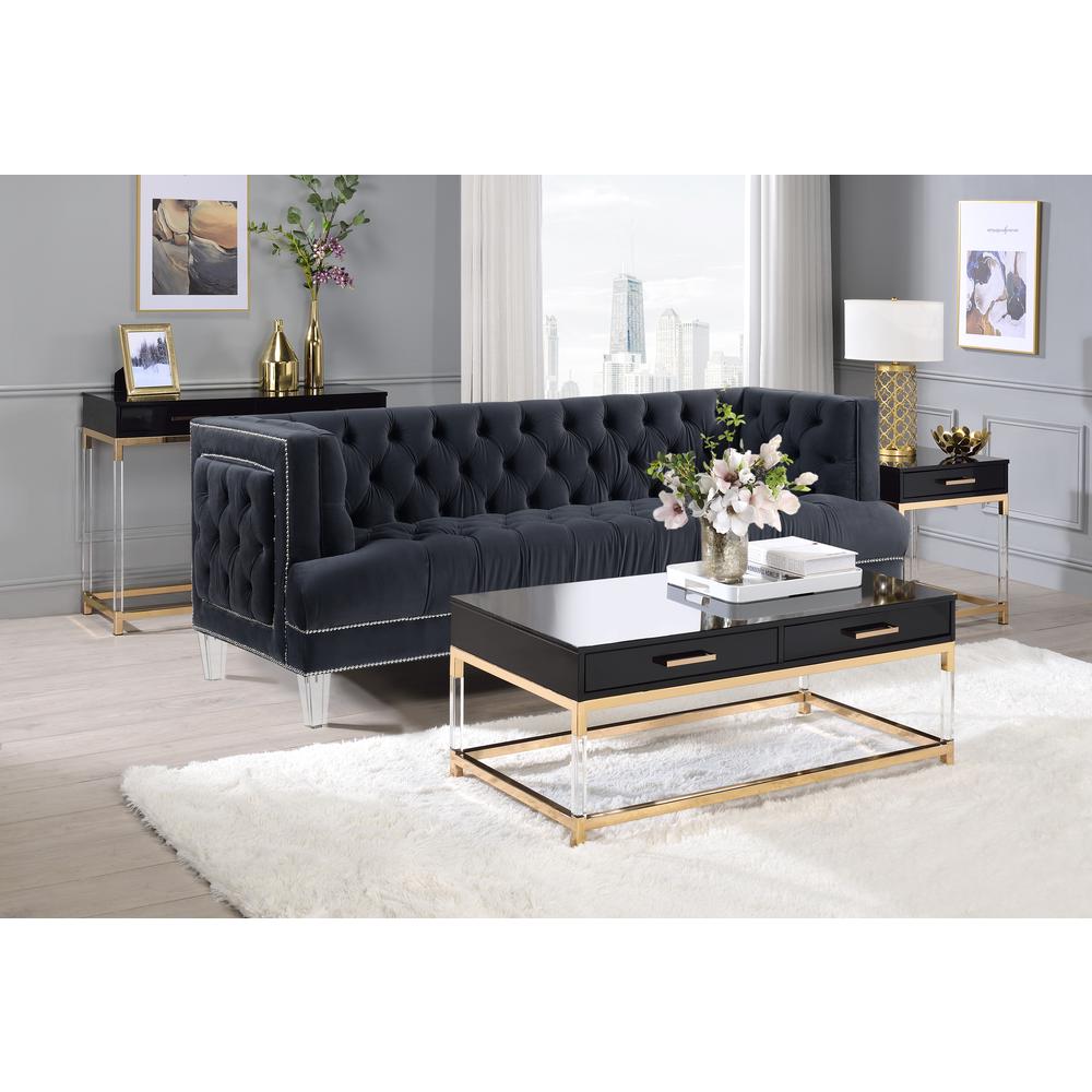 Adiel Sofa Table, Black & Gold