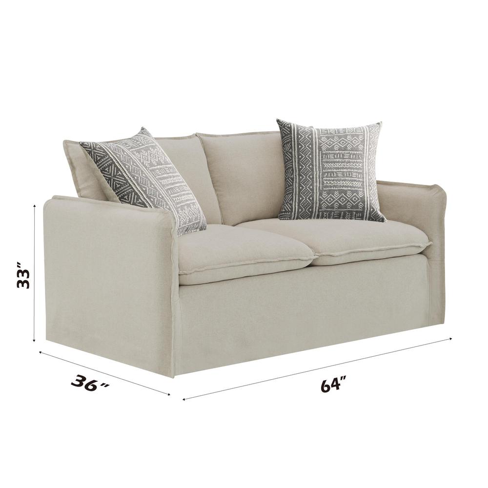 Upendo Loveseat w/2 Pillows, Beige Linen