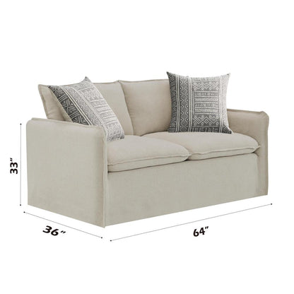 Upendo Loveseat w/2 Pillows, Beige Linen