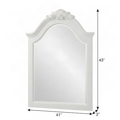 Furnifact Bedroom Vanity Mirror with Wooden Frame and Solid Base, White
