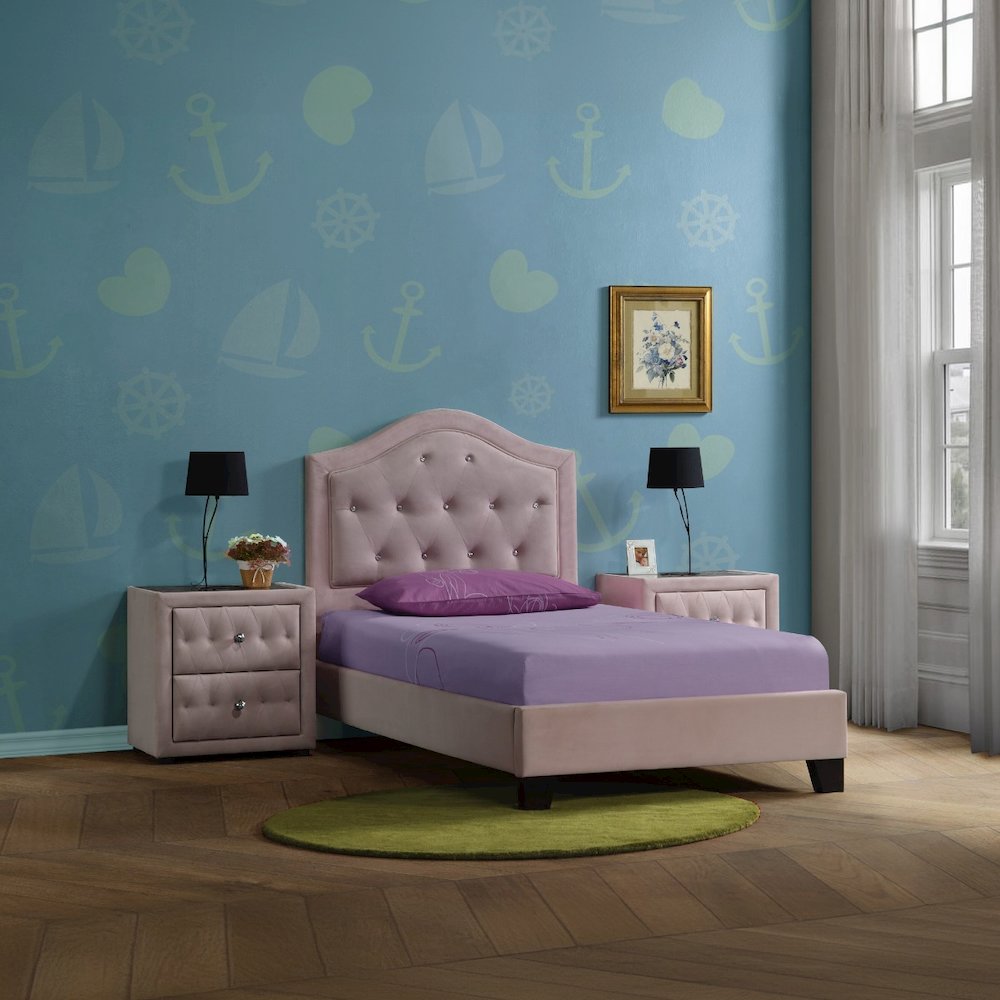 Reggie Twin Bed, Pink Fabric