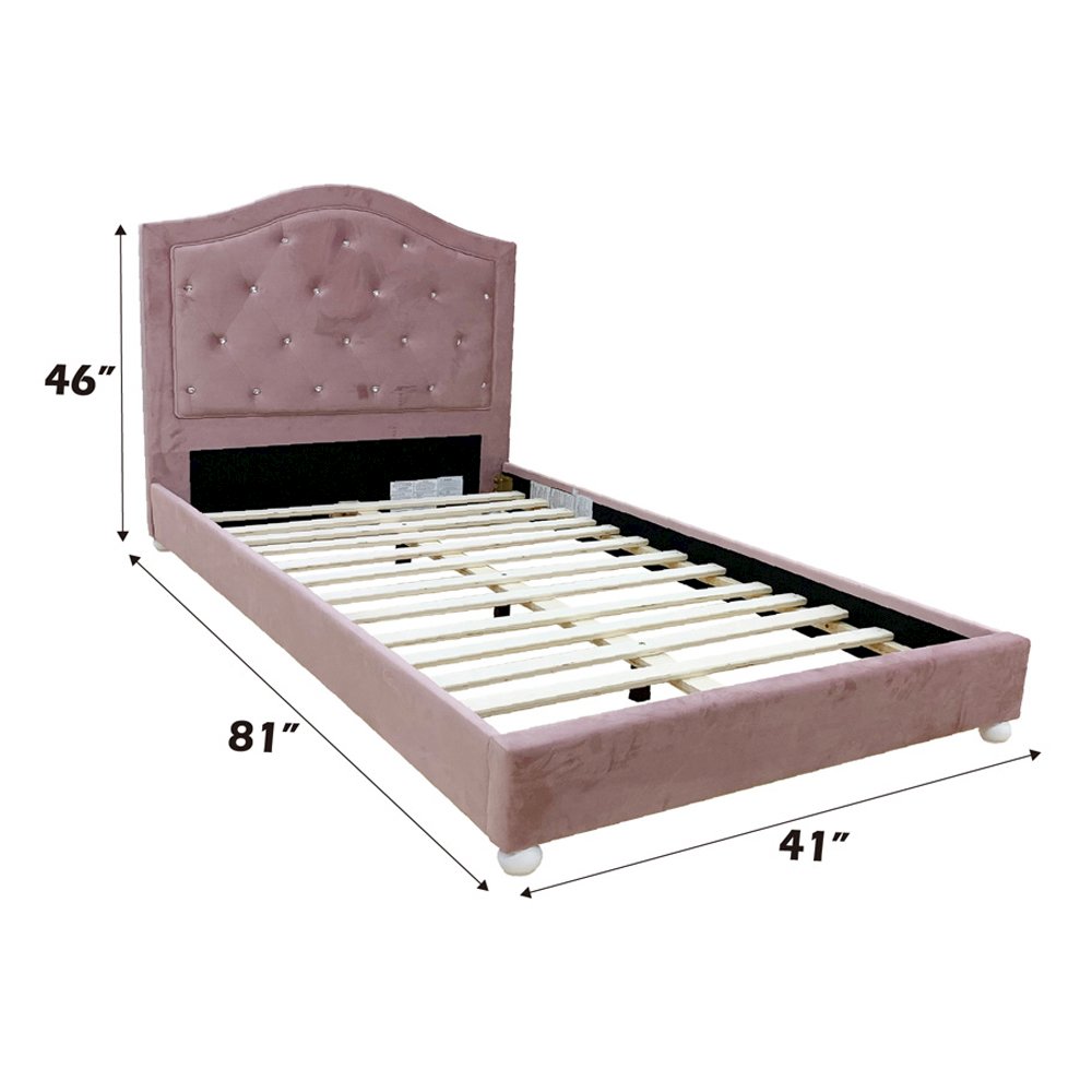 Reggie Twin Bed, Pink Fabric