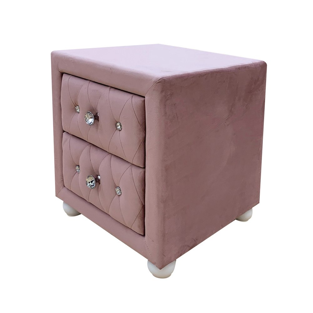 Reggie Nightstand, Pink Fabric