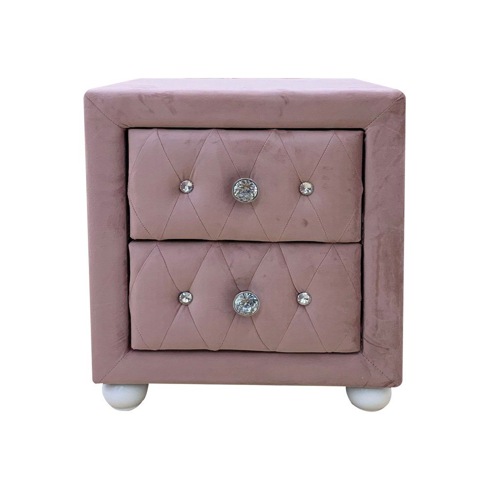 Reggie Nightstand, Pink Fabric
