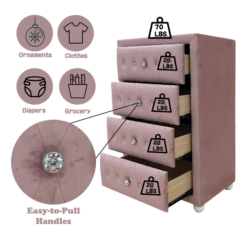 Reggie Chest, Pink Fabric