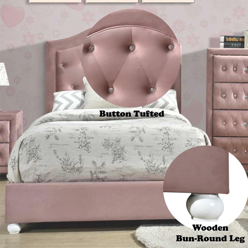 Reggie Full Bed, Pink Fabric