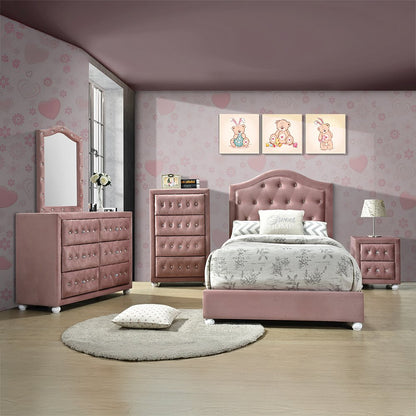 Reggie Full Bed, Pink Fabric