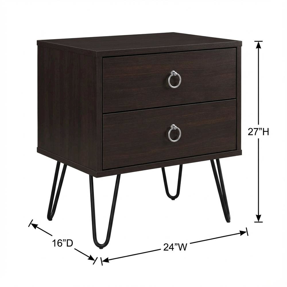 Dark Merlot Nightstand with Transitional Style and Spacious Tabletop