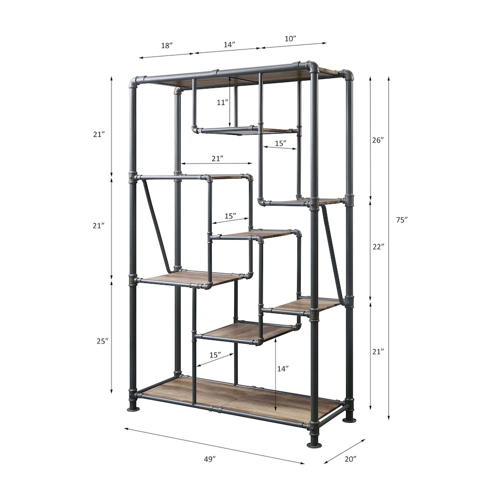 Brantley BookShelf, Antique Oak & Sandy Gray