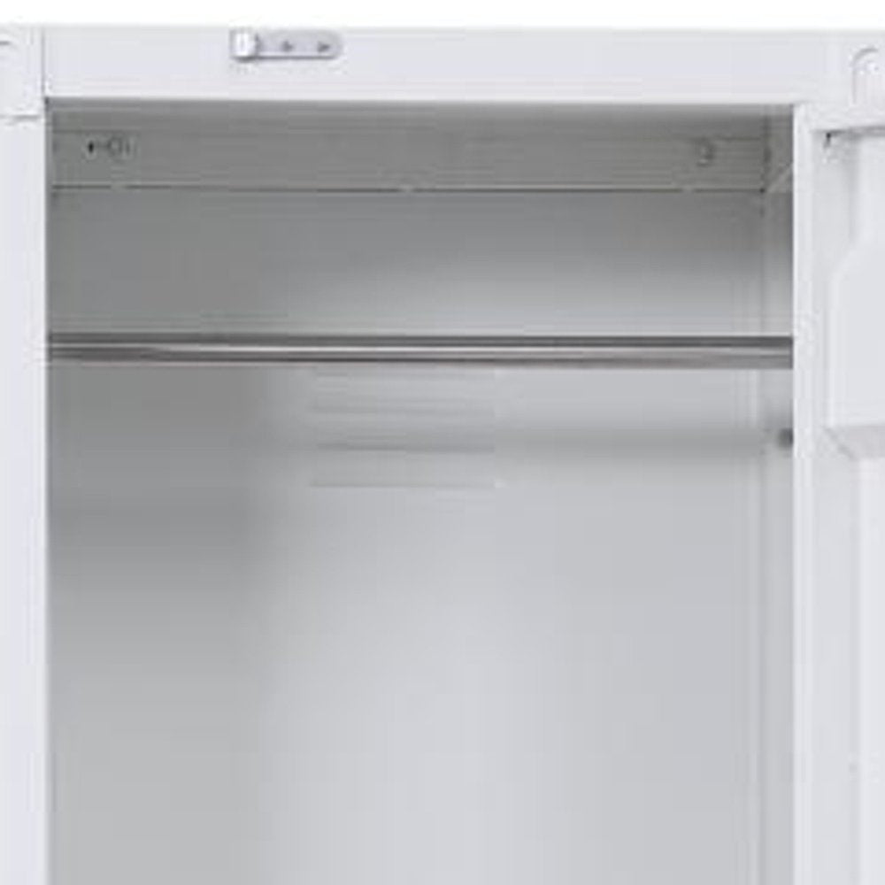 FurniFact Metal Wardrobe with Industrial-Style Open-Frame Design, White
