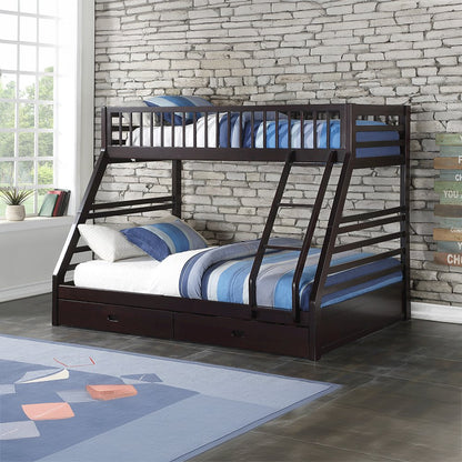Jason (XL) Bunk Bed (T XL/Q) w/2 Drawers, Espresso