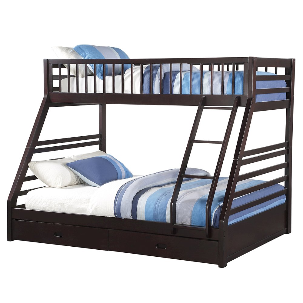 Jason (XL) Bunk Bed (T XL/Q) w/2 Drawers, Espresso