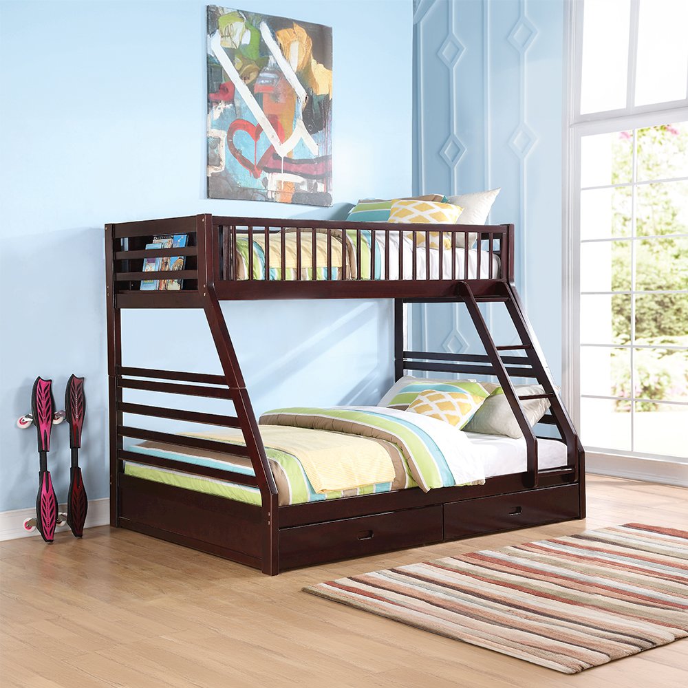 Jason (XL) Bunk Bed (T XL/Q) w/2 Drawers, Espresso