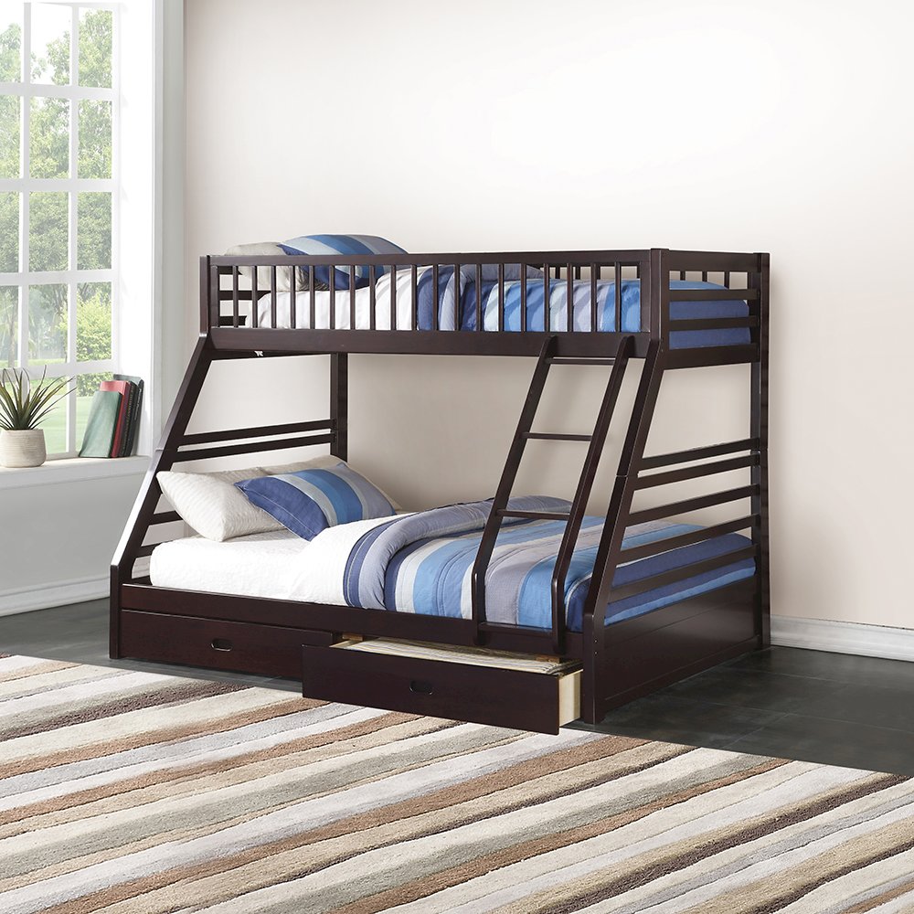 Jason (XL) Bunk Bed (T XL/Q) w/2 Drawers, Espresso