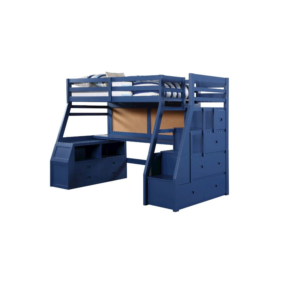 Jason II Twin Loft Bed w/Storage, Navy Blue