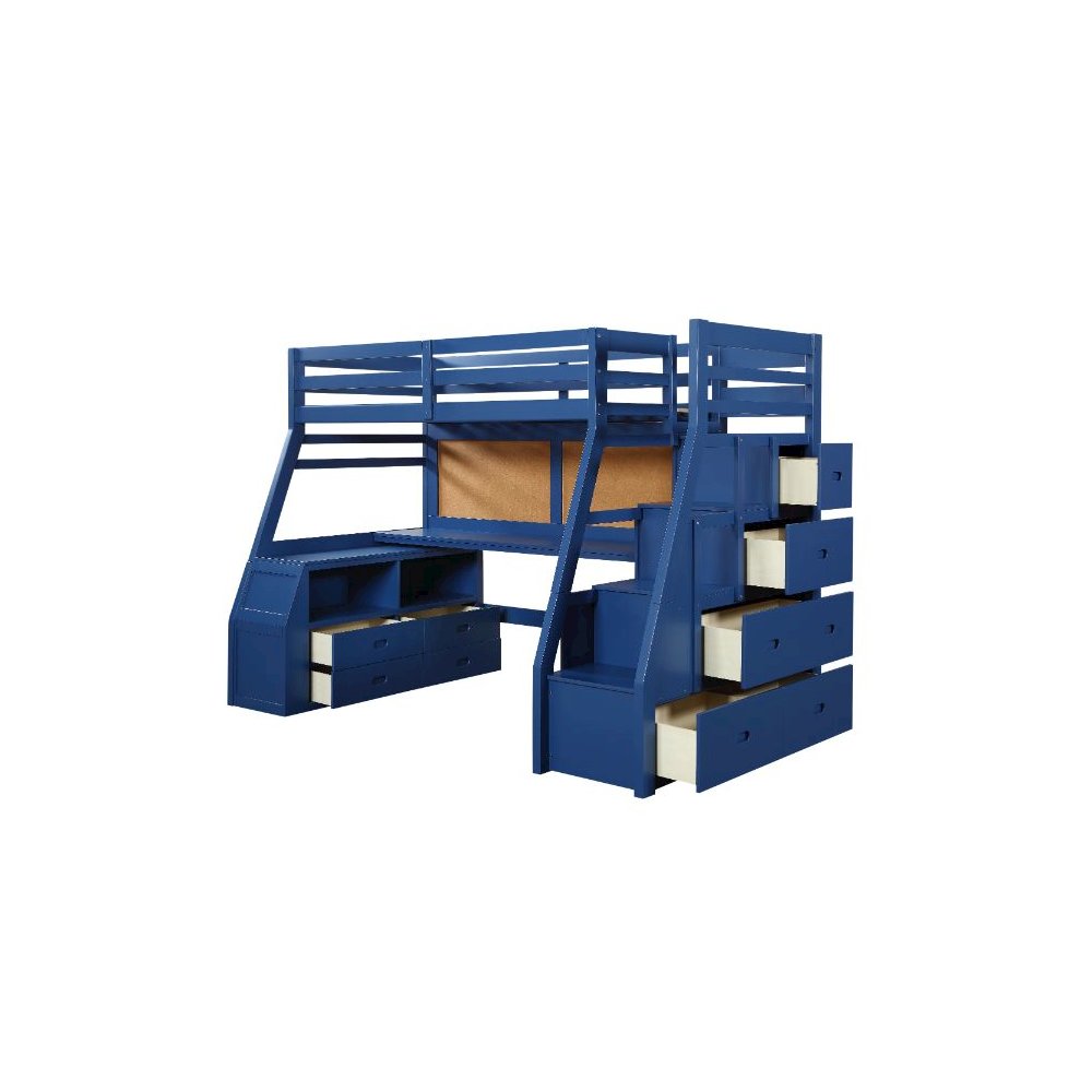 Jason II Twin Loft Bed w/Storage, Navy Blue