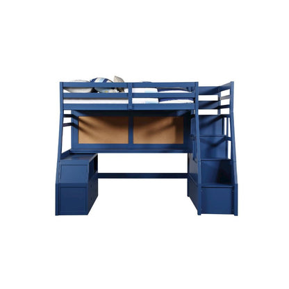 Jason II Twin Loft Bed w/Storage, Navy Blue