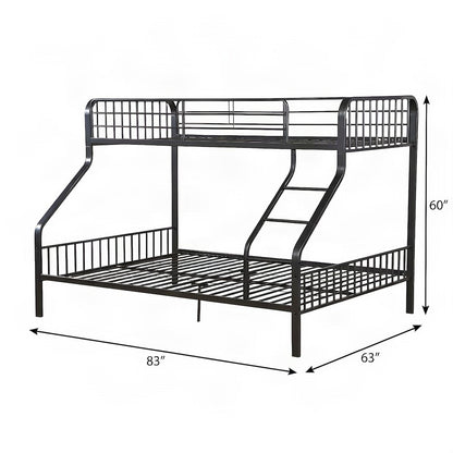 FurniFact Metal Bunk Bed with Twin XL over Queen and Solid Frame, Gunmetal