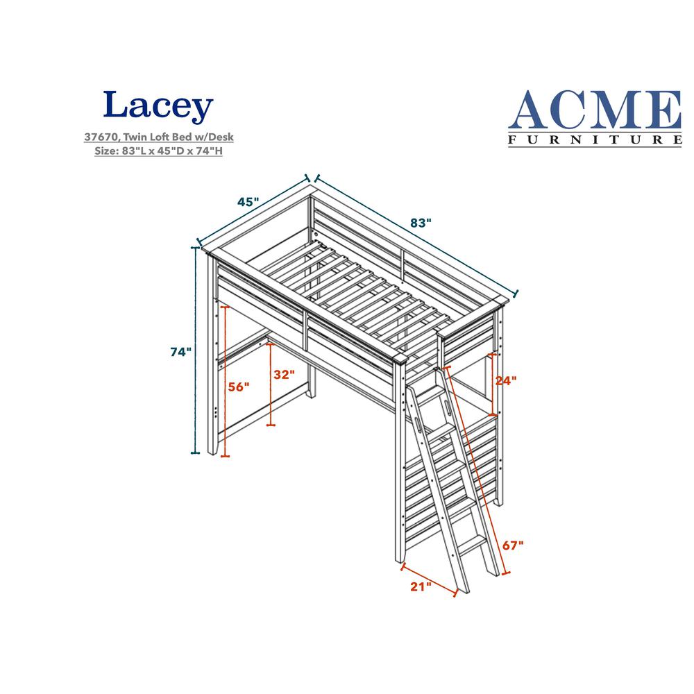 Lacey Twin Loft Bed, White