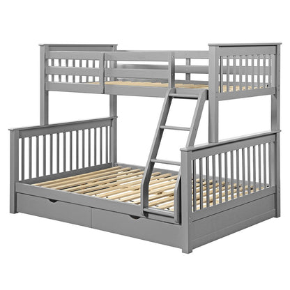 Haley II Bunk Bed (T/F) w/2 Drawers, Gray