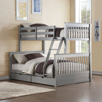 Haley II Bunk Bed (T/F) w/2 Drawers, Gray