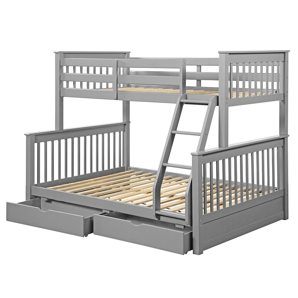 Haley II Bunk Bed (T/F) w/2 Drawers, Gray