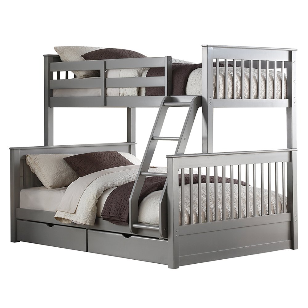 Haley II Bunk Bed (T/F) w/2 Drawers, Gray