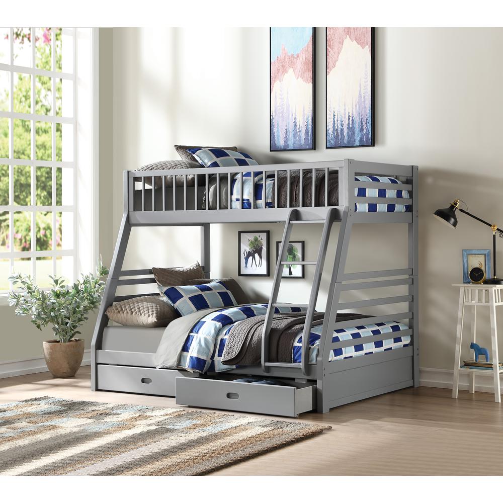 Jason Bunk Bed (T/F) w/2 Drawers, Gray