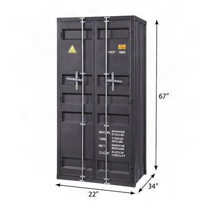 FurniFact Metal Wardrobe with Industrial Steel Frame and Door, Gunmetal