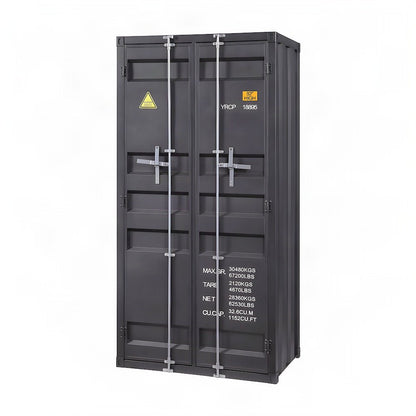 FurniFact Metal Wardrobe with Industrial Steel Frame and Door, Gunmetal
