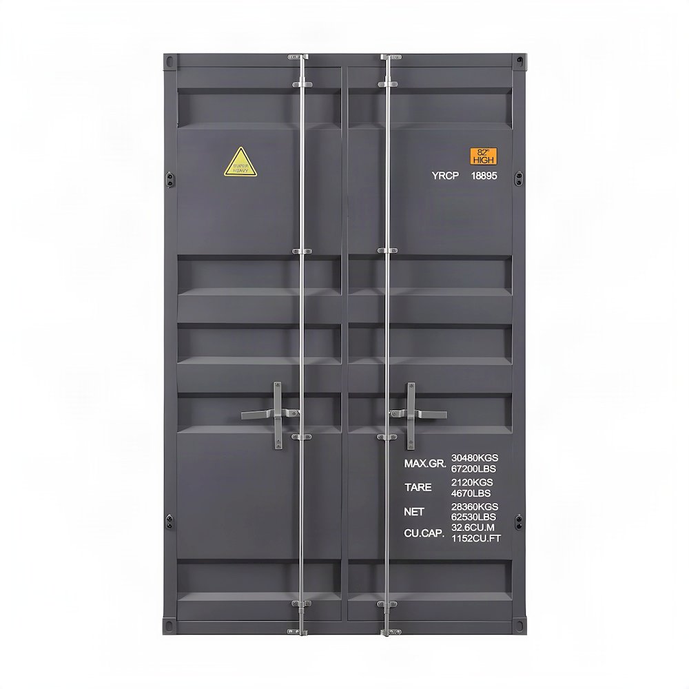 FurniFact Metal Wardrobe with Industrial Steel Frame and Door, Gunmetal