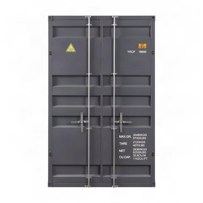 FurniFact Metal Wardrobe with Industrial Steel Frame and Door, Gunmetal