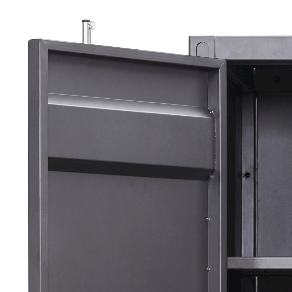 FurniFact Metal Wardrobe with Industrial Steel Frame and Door, Gunmetal