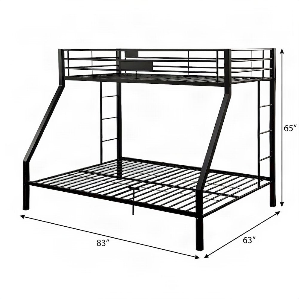 FurniFact Metal Bunk Bed with Twin XL over Queen Steel Frame, Sandy Black