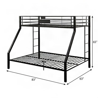 FurniFact Metal Bunk Bed with Twin XL over Queen Steel Frame, Sandy Black