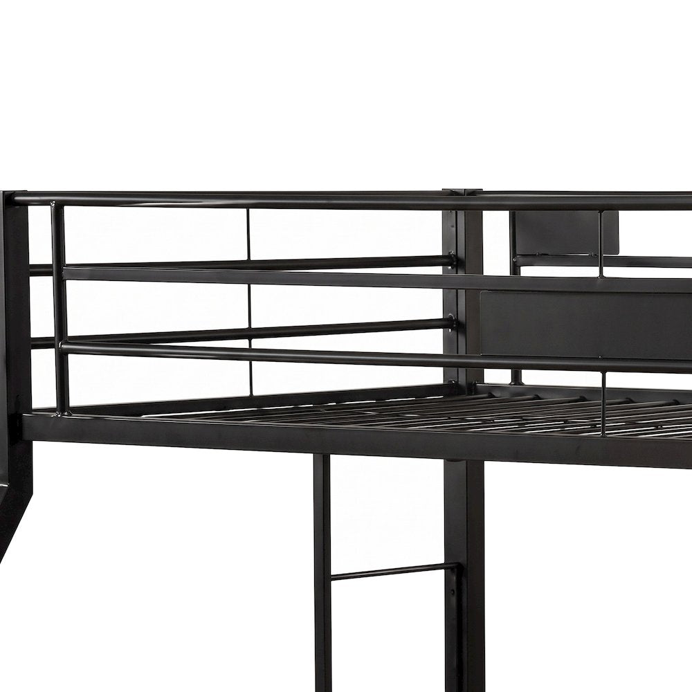 FurniFact Metal Bunk Bed with Twin XL over Queen Steel Frame, Sandy Black